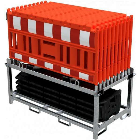Schake Absperrschrankengitter SET2, 1x Lager- und Transporttraverse für Absperrschrankengitter, 20x Schake-Absperrschrankengitter, rot, 33420K2-O-SET2