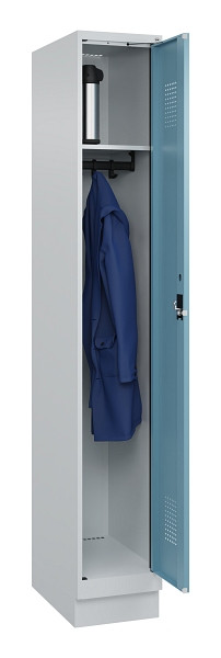 C+P Spind Evolo PLUS, mit Sockel, 1 Abteil, 1950x300x500mm, 7035/0010, Verschluss Zylinderschloss, Ablageböden 1, 049020-10 S10036