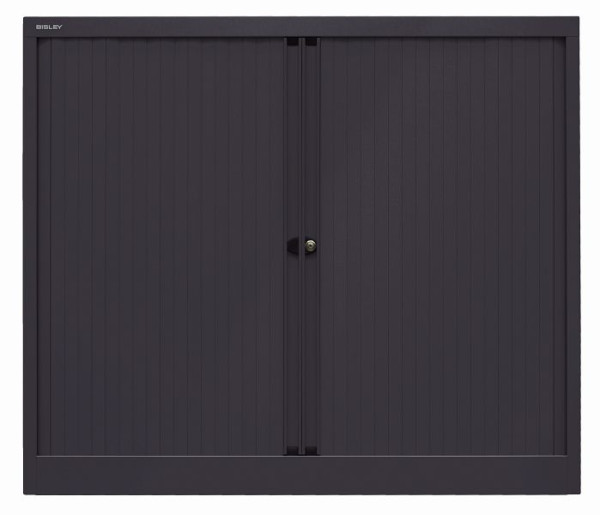 Bisley Rollladenschrank EuroTambour, 2 Fachböden, 2,5 OH, Rollladen schwarz, Korpus schwarz, ET412102S5633
