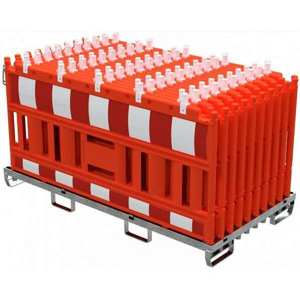 Schake Absperrschrankengitter SET Typ 32003, 1x Lager- und Transporttraverse für Absturzsicherung, 20x Schake-Absperrschrankengitter, rot, 33420KA2-O-32003