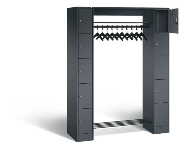 C+P Offene Garderobe Serie 8070, H1950xB1430xT480mm, Farbe: Schwarzgrau, 80710-00 S10031