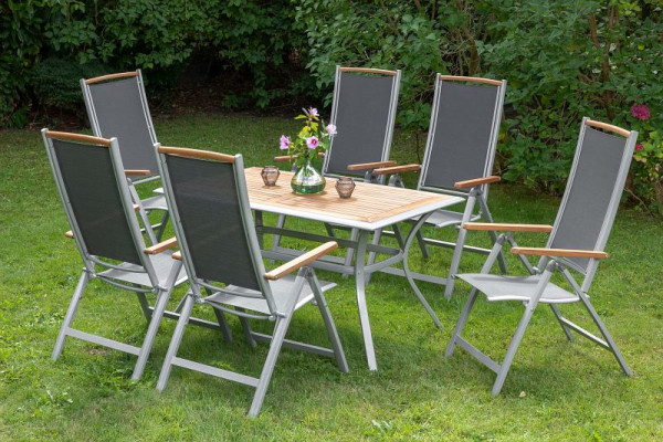 Merxx Siena Set 7-teilig, 6 Siena Klappsessel, 1 Tisch 140 x 80 cm, Tischplatte aus Akazienholz, 50234-219
