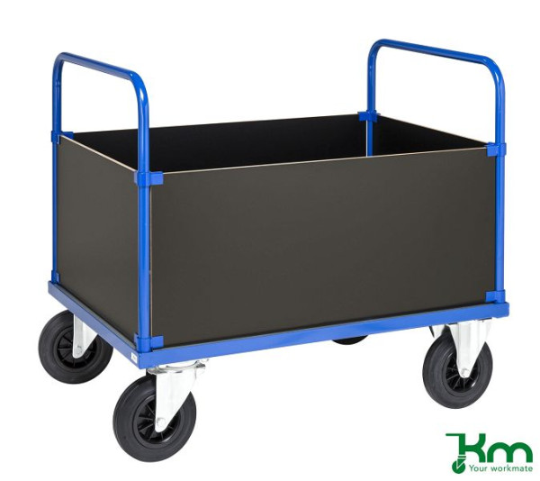 Kongamek Kofferwagen, 2 Räder mit Bremsen, 1000 x 700 x 900 mm, hohe Kanten, blau pulverlackiert, KM435-2HB