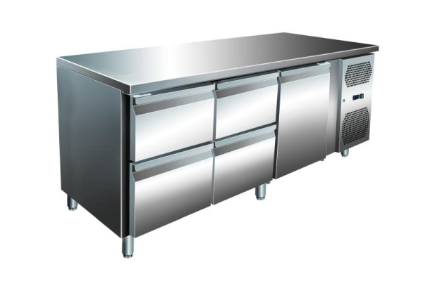 A&S Polarny VIP Kühltisch mit 2x 2 Schubladen und 1 Tür -2 bis +8°C 1.795x700x860 mm, KT3C4-VIP