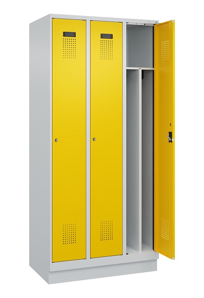 C+P Spind Evolo PLUS, mit Sockel, 3 Abteile, 1950x900x500mm, 7035/1023, Verschluss Zylinderschloss, 049020-30F S10028