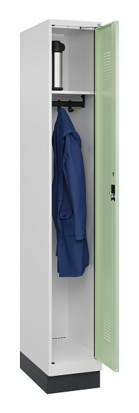 C+P Spind Evolo PLUS, mit Sockel, 1 Abteil, 1950x300x500mm, 9016/6019, Verschluss Zylinderschloss, Ablageböden 1, 049020-10 S10046