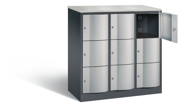 C+P Schließfachschrank Resisto, H1255xB1148xT540mm, Farbe: Schwarzgrau / Weißaluminium, 8573-372 S10683