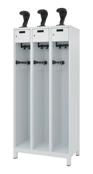 C+P Feuerwehrspind Evolo, Modell PRAKTUS, 3 Abteile, H1850xB900xT500 mm, Lichtgrau, Füße, 0492015-30 S10006