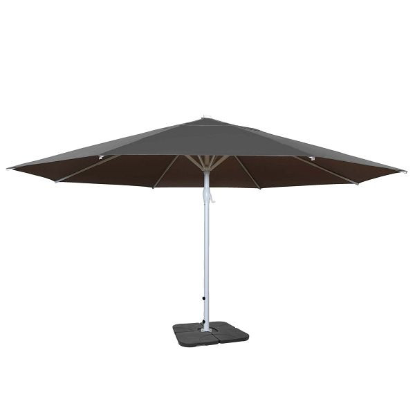 Mendler Sonnenschirm Meran II, Gastronomie Marktschirm, Ø 5m Polyester/Alu Mast weiß 28kg, anthrazit mit Ständer, 70740+70477