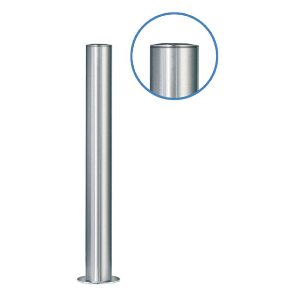 Stein HGS Absperrpfosten "Acero Flachkopf-(V2A) Ø102mm, aus Edelstahl, herausnehmbar, ohne Verschluss, Bodenhülse, glasperlengestrahlt, 13101-gg