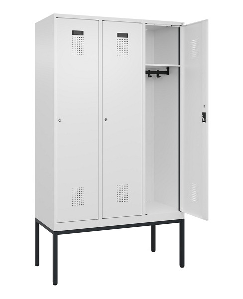C+P Spind Evolo PLUS, Gestell, 3 Abteile, 2120x1200x500mm, 9016/9016, Verschluss Zylinderschloss, Ablageböden 3, 0490307-32 S10047