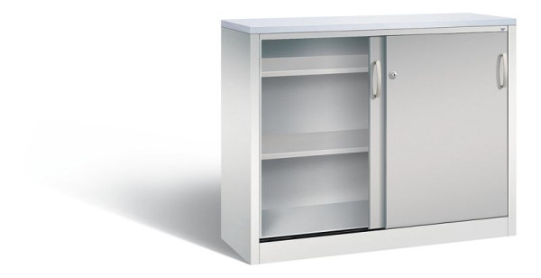 C+P Sideboard mit Schiebetüren Acurado, H1000xB1200xT400mm, Farbe: Lichtgrau / Weißaluminium, Bügelgriff, 2046-00 S10214