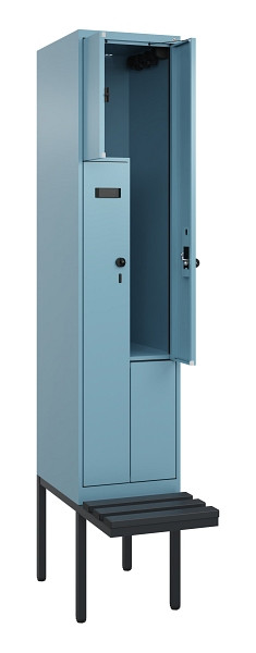 C+P Z-Spind Evolo PLUS, Bank, 2 Fächer, 2120x400x815mm, 0010/0010, Drehriegel, Material Sitzfläche Kunststoff, 0490437-122 S10076