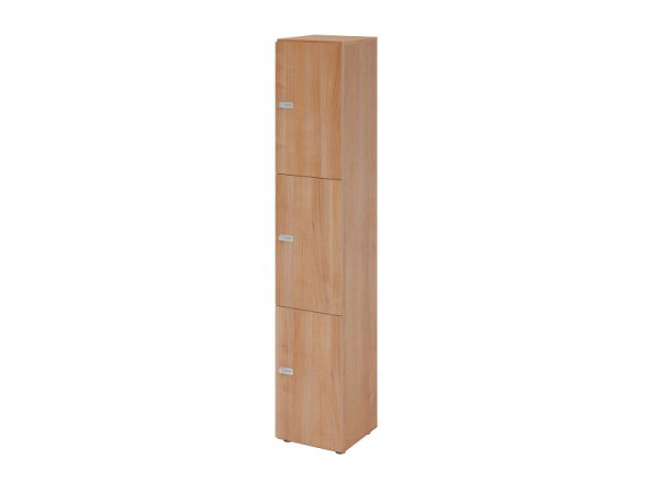 Hammerbacher Schließfachschrank schmal 6OH, 3 Türen, Korpus: Nussbaum, Türen: Nussbaum, 40 x 40 x 215,6 cm (BxTxH), Zahlenschloss, V264L3/N/N/ZS