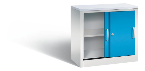 C+P Sideboard mit Schiebetüren Acurado, H720xB800xT400mm, Farbe: Lichtgrau / Lichtblau, Bügelgriff, 2 OH, 5722-00 S10351