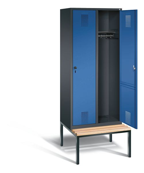 C+P Garderobenschrank Evolo, H2090xB810xT815mm, Farbe: Schwarzgrau / Enzianblau, 48050-22 S10171