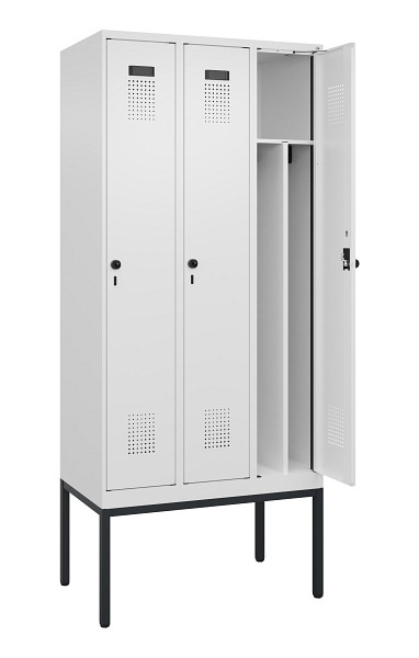 C+P Spind Evolo PLUS, Gestell, 3 Abteile, 2120x900x500mm, 9016/9016, Verschluss Drehriegel, 0490307-30F S10020
