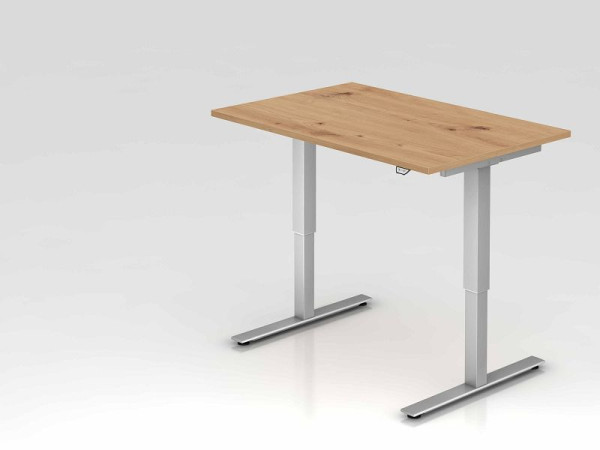Hammerbacher Schreibtisch XMST12, 120 x 80 cm, Platte: Asteiche, 25 mm dick, 2 mm ABS-Kante, Rechteckform, VXMST12/R/S