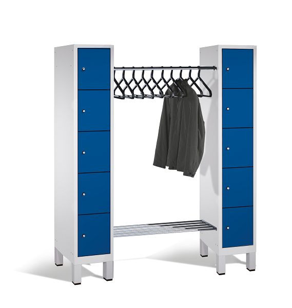 C+P Offene Garderobe Evolo, H1850xB1591xT500mm, Farbe: Lichtgrau / Enzianblau, 48410-00 S10044
