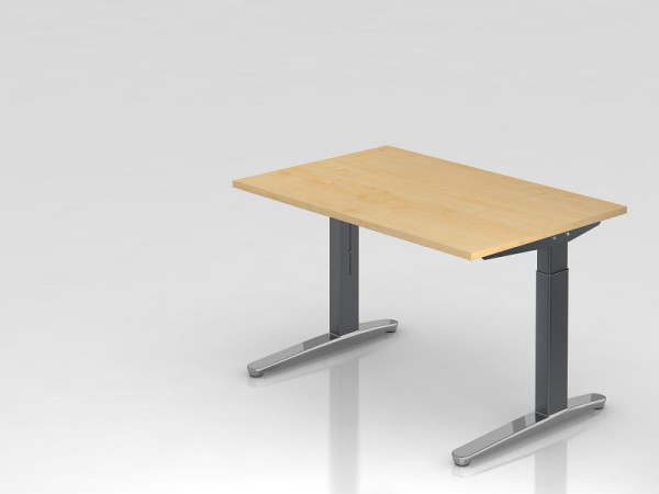 Hammerbacher Schreibtisch C-Fuß 120x80cm Ahorn/Graphit (Poliert), Rechteckform, VXB12/3/GC