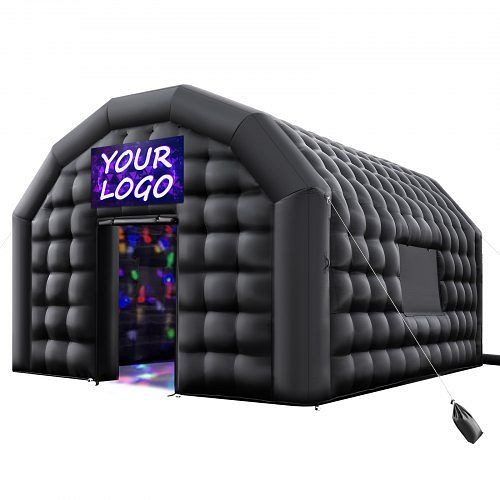 VEVOR Aufblasbares Partyzelt 5x4x3,8 m Schwarz, Würfelzelt mit 680W Gebläse, Sandsack, 2 Fenster für Party & Hochzeit, CQJLB5438MHSD1BTJ001V2