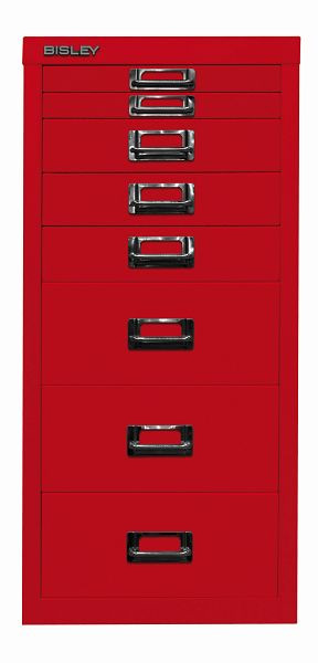 Bisley MultiDrawer, 29er Serie, DIN A4, 8 Schubladen, kardinalrot, L298670