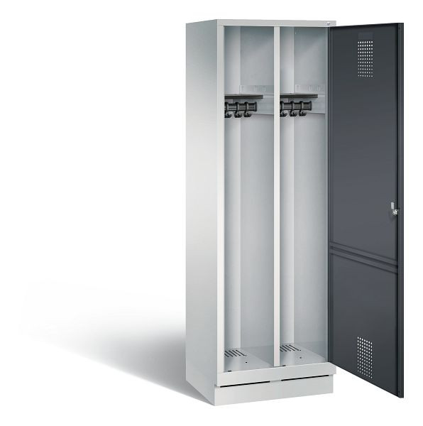 C+P Schwarz-Weiss-Spind Evolo, H1800xB610xT500mm, Farbe: Lichtgrau / Schwarzgrau, 48220-20 S10035