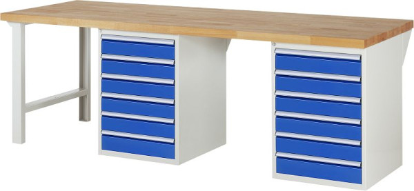 RAU Werkbank Serie 7000 - Modell 7516-8, B2500 x T900 x H840 mm, Systemunterbau B2500 x T850 x H800 mm, 03-7516A8-259B4S.11