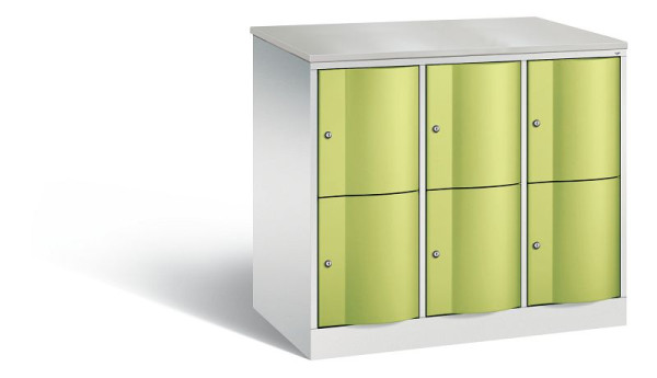 C+P XL-Schließfachschrank, 6 Fächer,H1077B1148T640mm,Grau/Viridingrün/DBSHellgrau, 8472-373 S10016