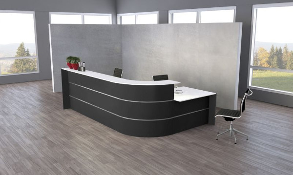 Kerkmann Bari große L-Theke mit Beratungsplatz, B 3700 mm x T 2000 mm x H 1120 mm, Farbe: anthrazit, 21355813