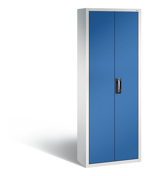 C+P Magazinschrank Serie 13, H1980xB700xT300mm, Farbe: Lichtgrau / Enzianblau, Muldengriff, 133113A22 S10001