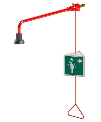 BROEN-LAB Körperdusche, rot, feste Rosette, Wandmontage Durchführung, DVGW, 306261