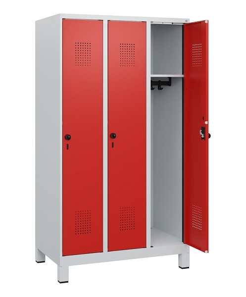 C+P Spind Evolo PLUS, Füße, 3 Abteile, 1630x900x500mm, 7035/3020, Drehriegel, 0490105-30 S10005