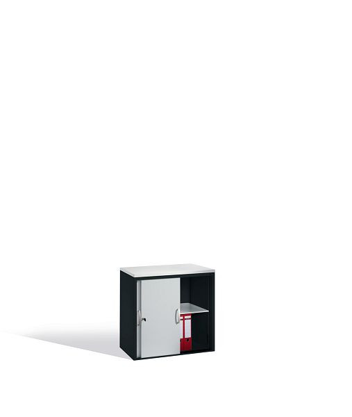 C+P Sideboard mit Schiebetüren Acurado, H720xB800xT400mm, Farbe: Schwarzgrau / Lichtgrau, Bügelgriff, 2 OH, 5722-00 S10107