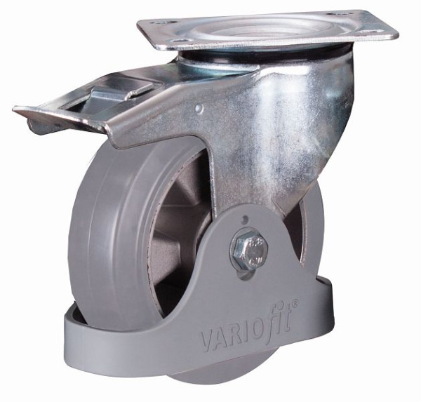 VARIOfit Bremsrolle Elastikvollgummi, 160 x 50 mm, grau, dpg-160.012