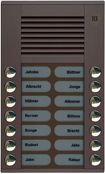 TCS Audio Außenstation Serie PES 14 Klingeltasten (rechts-/ linksbündig), AP bronze, PES14-EB/04