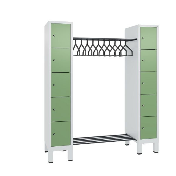 C+P Garderobe Evolo, 10 Fächer, H1850xB1591xT500 mm, Grau/Resedagrün, 48410-00 S10367