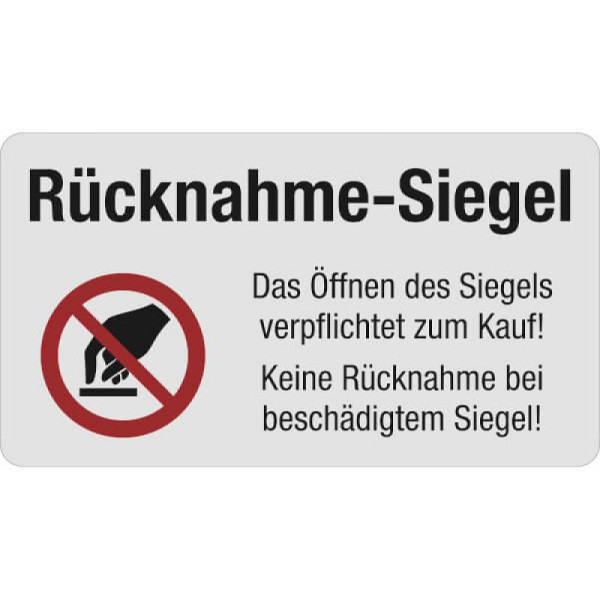 Stein HGS Rücknahmesiegel 'Das Öffnen des Siegels verpflichtet zum Kauf', VE: 500 Stück, Schachbrettfolie, 60057.0002
