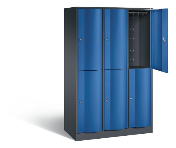 C+P Spind doppelstöckig Resisto, H1950xB1148xT540mm, Farbe: Schwarzgrau / Enzianblau, 8270-372 S10083