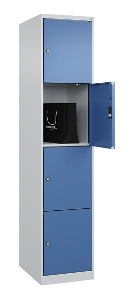 C+P Schließfachschrank Evolo PLUS, 4 Fächer, 1850x400x500mm, 7035/5023, 049000-124 S10008