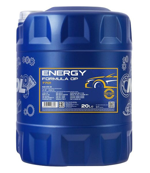 MANNOL Premium-Synthese-Motorenöl 7701 Energy Formula OP 5W-30, VE: 20 l, MN7701-20