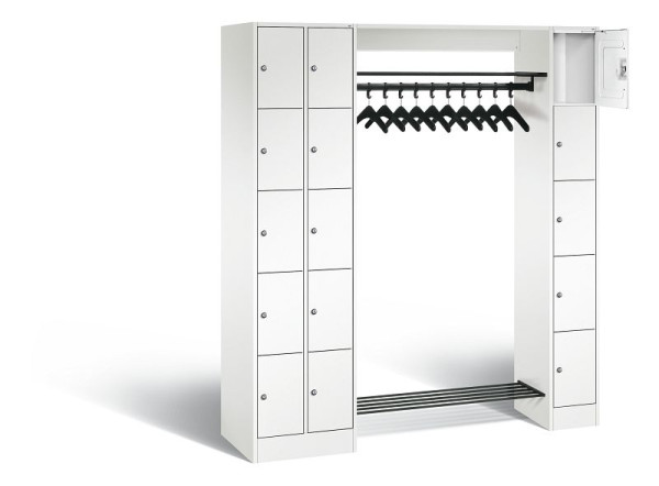 C+P Offene Garderobe Serie 8070, H1950xB2100xT480mm, Farbe: Verkehrsweiß, 80730-00 S10345
