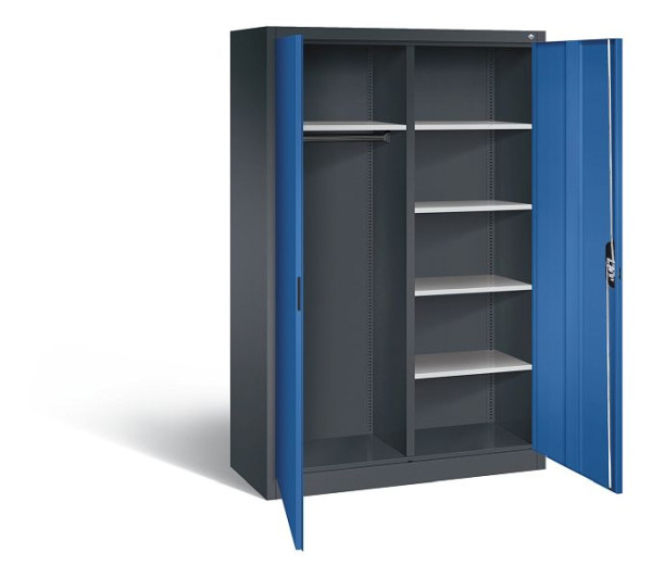 C+P Akten-/Garderobenschrank Acurado, H1950xB1200xT500mm, Farbe: Schwarzgrau / Enzianblau, Muldengriff, 9480-30 S10023