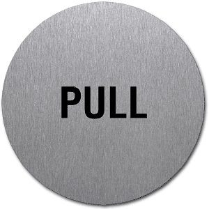 Moedel Piktogramm Pull, Edelstahl, selbstklebend, Ø 50 mm, 52268