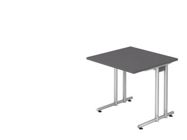 Hammerbacher Schreibtisch C-Fuß 80x80cm Graphit/Silber, VNS08/G/S