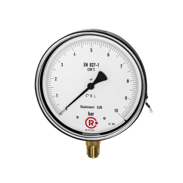 Riegler Feinmessmanometer, G 1/2 radial unten, 0 - 1,6 bar, Ø 160, 199319