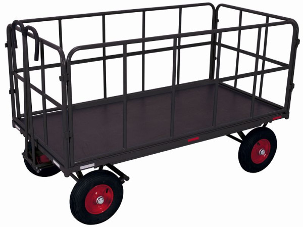 VARIOfit Handpritschenwagen mit 4 Rohrgitterwänden, Außenmaße: 2.065 x 1.015 x 1.340 mm (BxTxH), Radsatz: Luftbereifung, zu-45202/AG