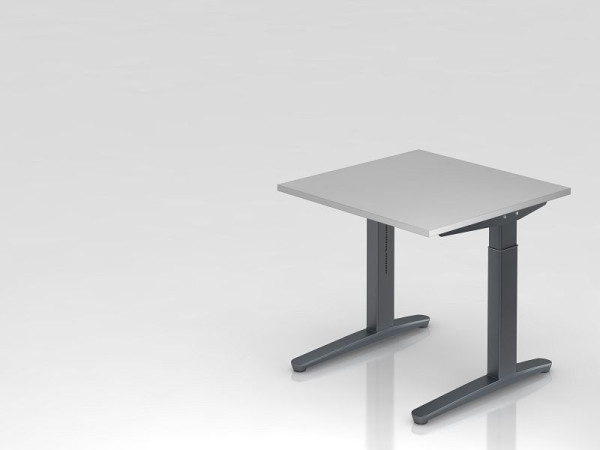 Hammerbacher Schreibtisch C-Fuß 80x80cm Grau/Graphit, Rechteckform, VXB08/5/GG