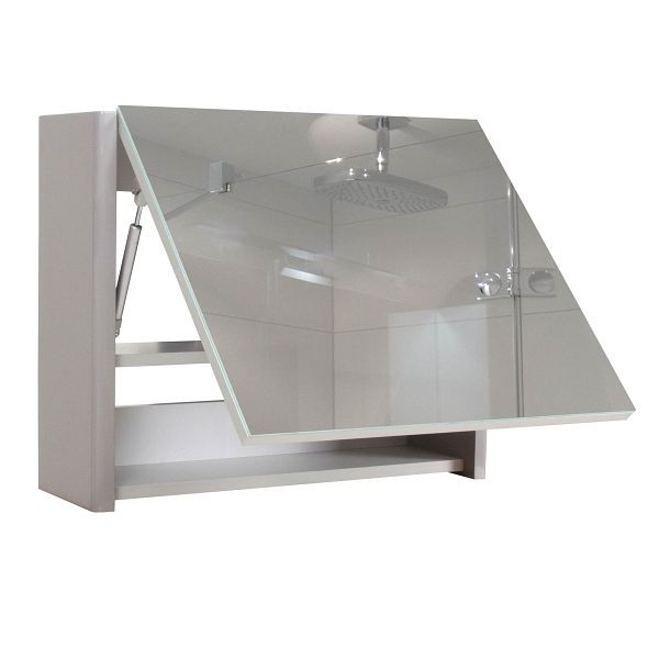 Mendler Spiegelschrank HWC-B19, Wandspiegel Badspiegel Badezimmer, aufklappbar hochglanz 48x59cm, grau, 57625