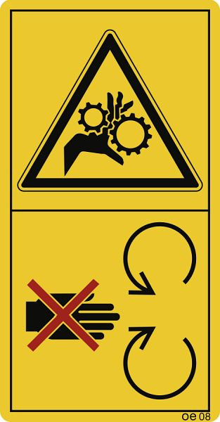 Moedel Schutzeinrichtung bei laufendem Motor..., Folie, 35x68 mm, VE: 10 Stück/Bogen, 69491